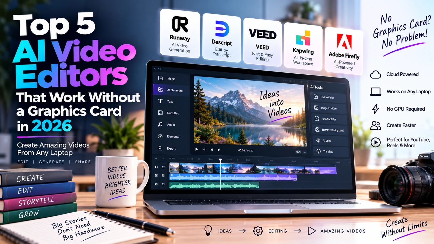 AI video editors without a graphics card